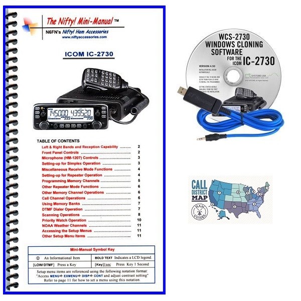 Icom IC-2730A Accy Bundle w/ RT Systems Programming Kit and Nifty! Mini-Manual