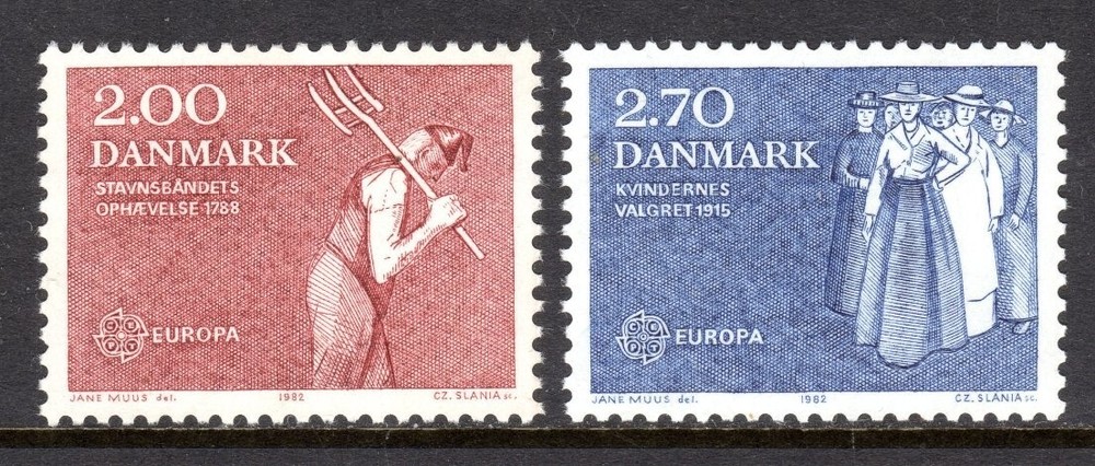 Denmark Scott # 723-24 VF MNH 1982 Europa Rights