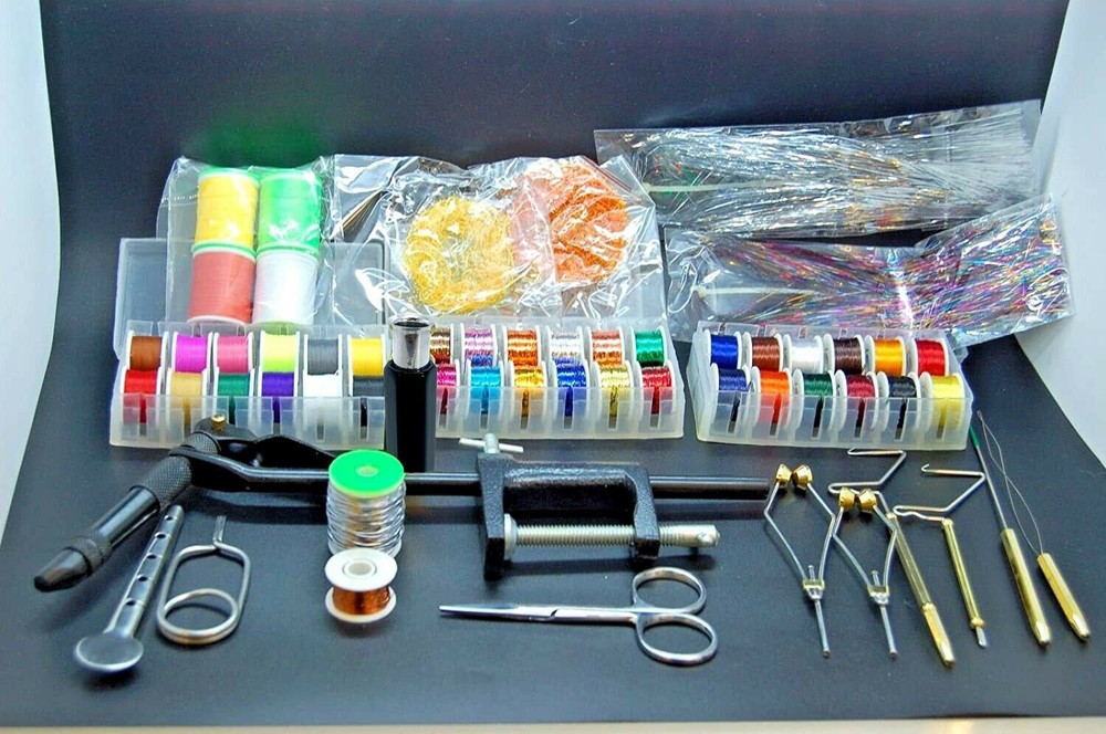 Fly Tying Tools Set, Thread, Tinsel, Floss, Vise, Hackle, Whip, Wire