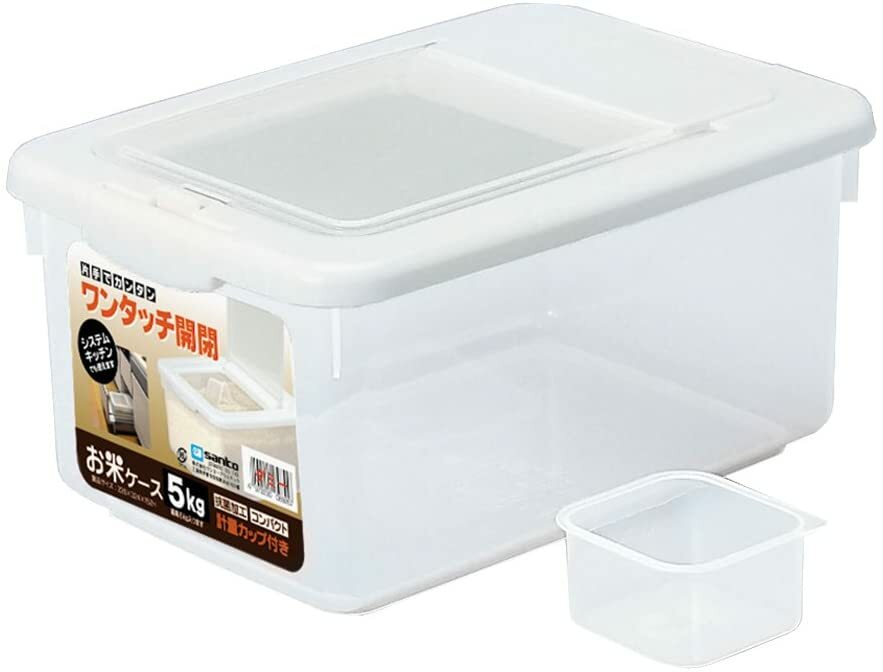 Sanko plastic White with Japan-Made Rice bin Rice case 5Kg Type Measuring C