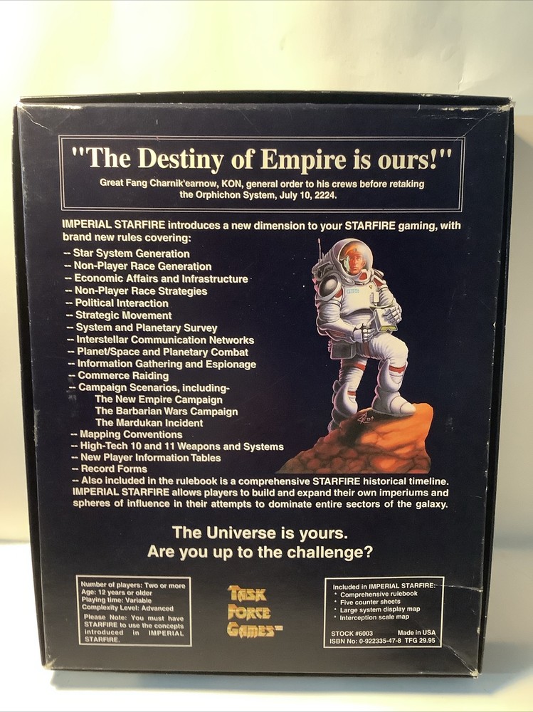 Imperial Starfire from Task Force Games *** BOX ONLY ***