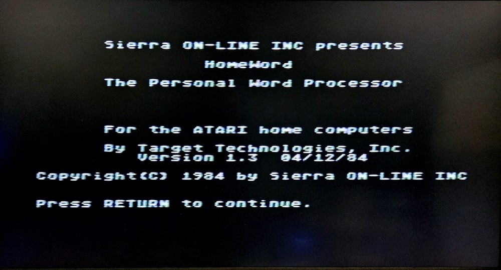 Sierra On-Line HomeWord Word Processor System Complete for Atari Home Computers