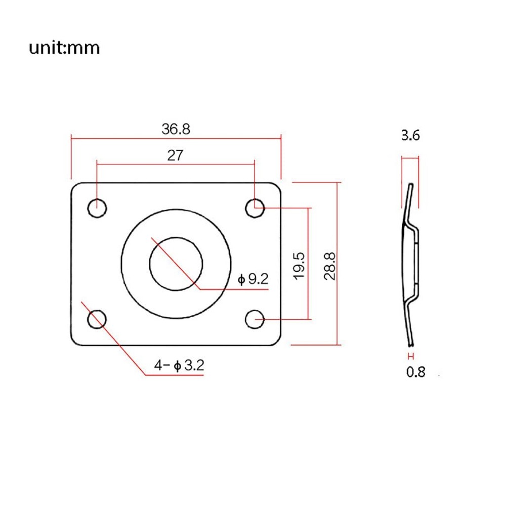 JD.Moon Square Metal 1/4 Output Jack Plate Input Socket Small, Chrome