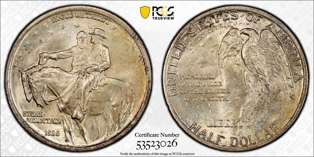 1925 50C Stone Mountain PCGS MS67 - Classic Silver Commemorative