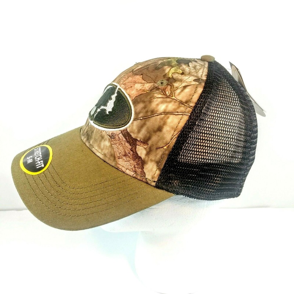 Mossy Oak Hat Mens Small/Medium Stretch Fit Mesh Baseball Camo Tree Logo NWT