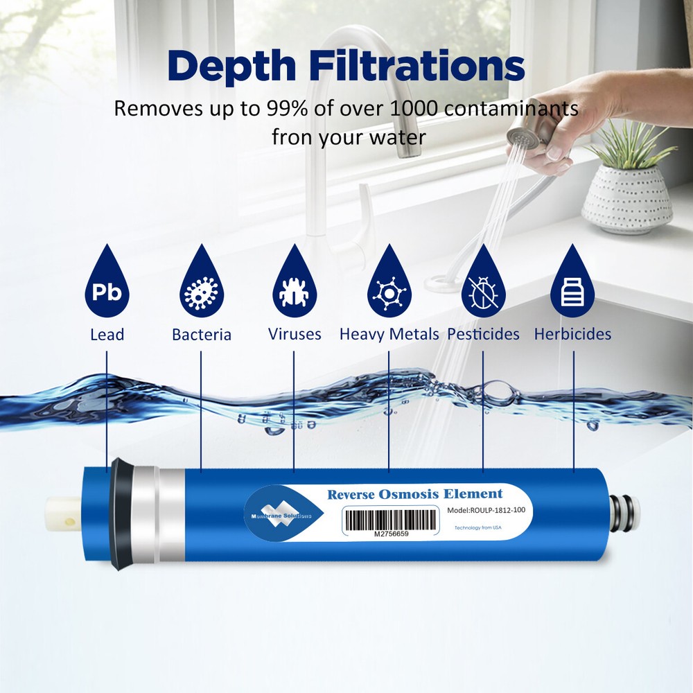 6 Pack 50/75/100 GPD RO Membrane Reverse Osmosis System Water Filter Replacement