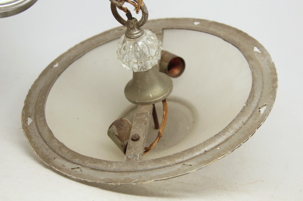 Art Deco Glass & Metal Pendant Light