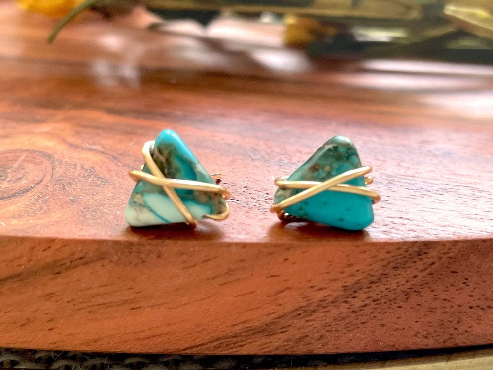 The Cleo Stud - Wire Wrapped Turquoise Jasper Gemstone Stud