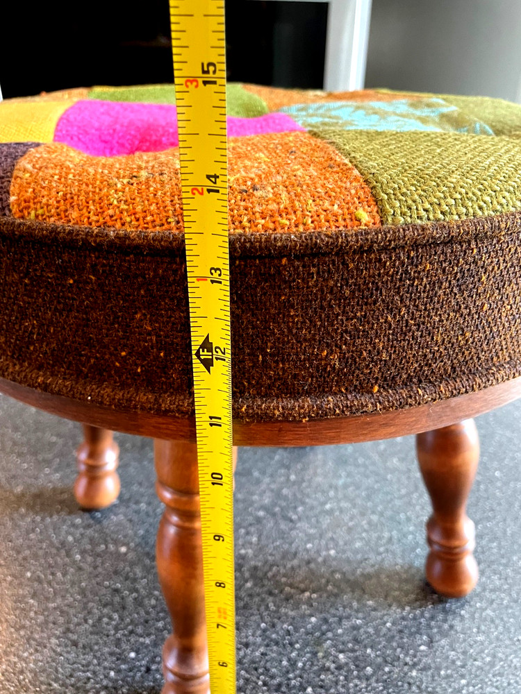 Vintage MCM Tapestry wool foot stool