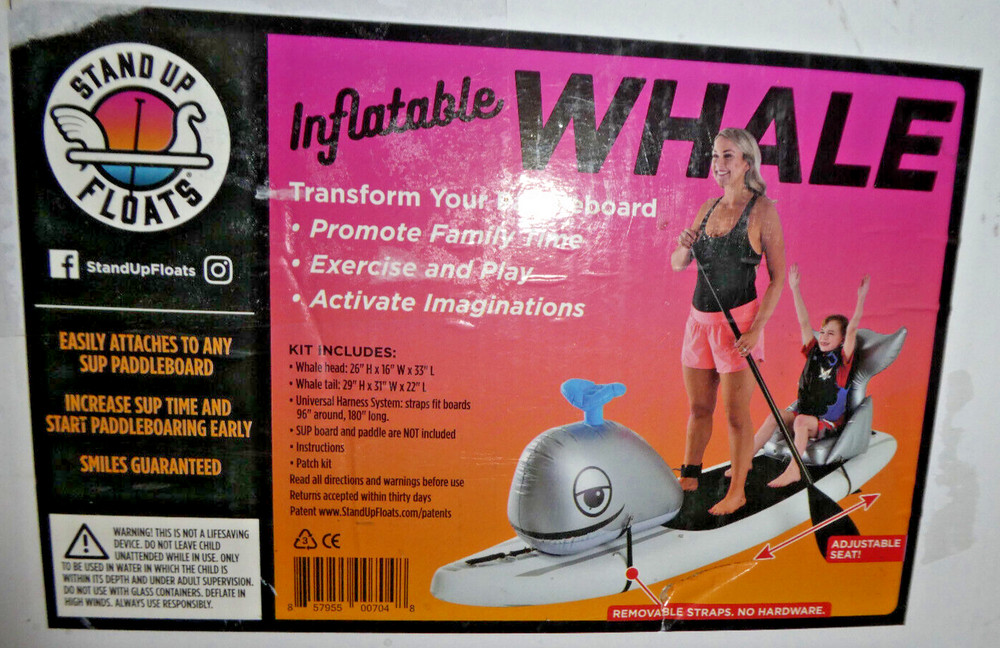 Inflatable Whale Transform your Paddle Board for Great Activity & Family Fun !!