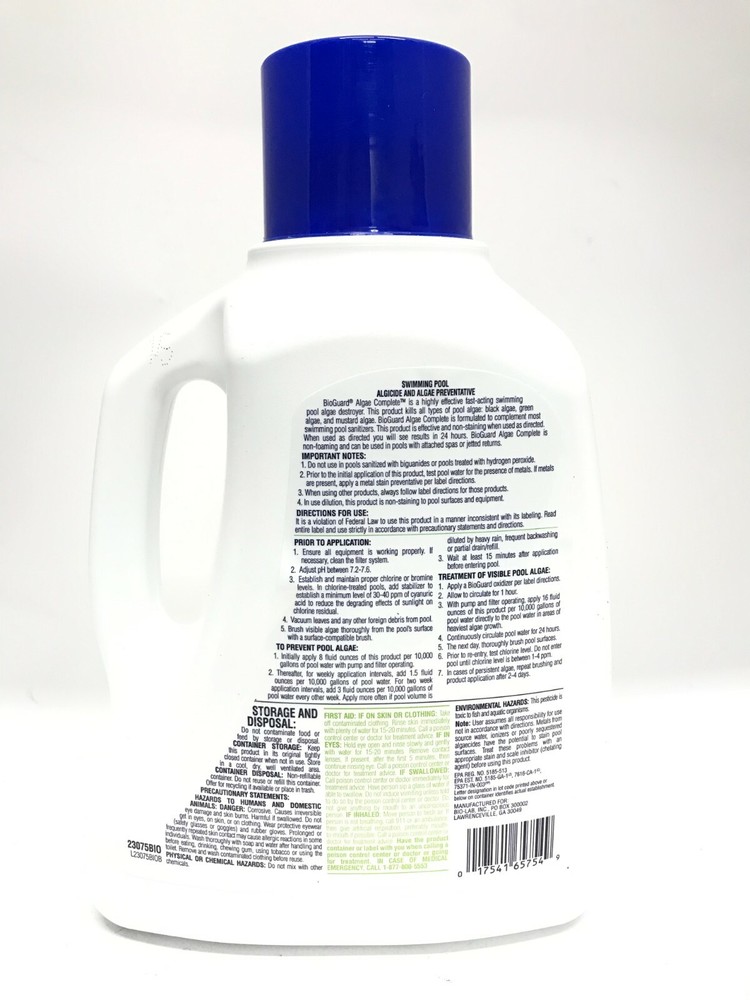 BioGuard-23075 Algae Complete-2 PACK - Weekly Dual Action Algicide - 72 fl oz