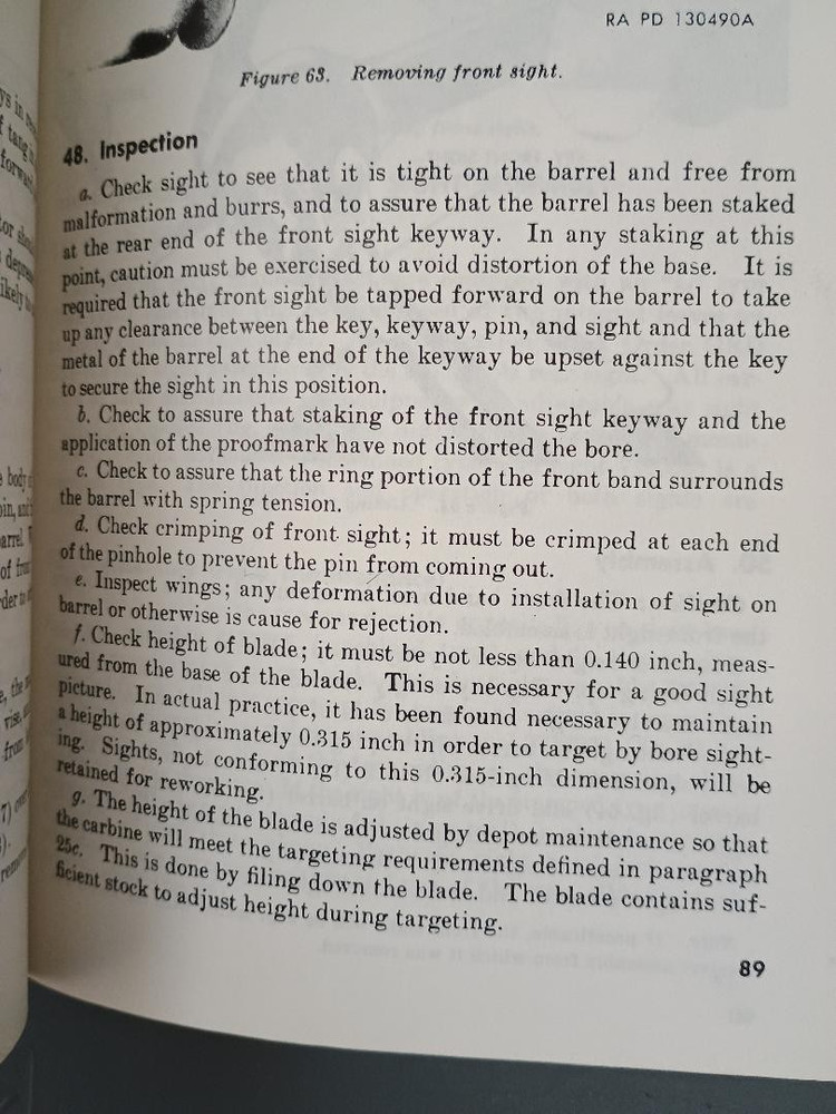 US GI M1 CARBINE FRONT SIGHT REMOVAL TOOL # 7161237