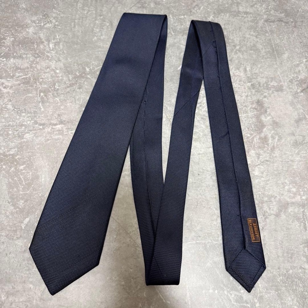HERMES Tie Navy Saint Honor Solid Dark Navy