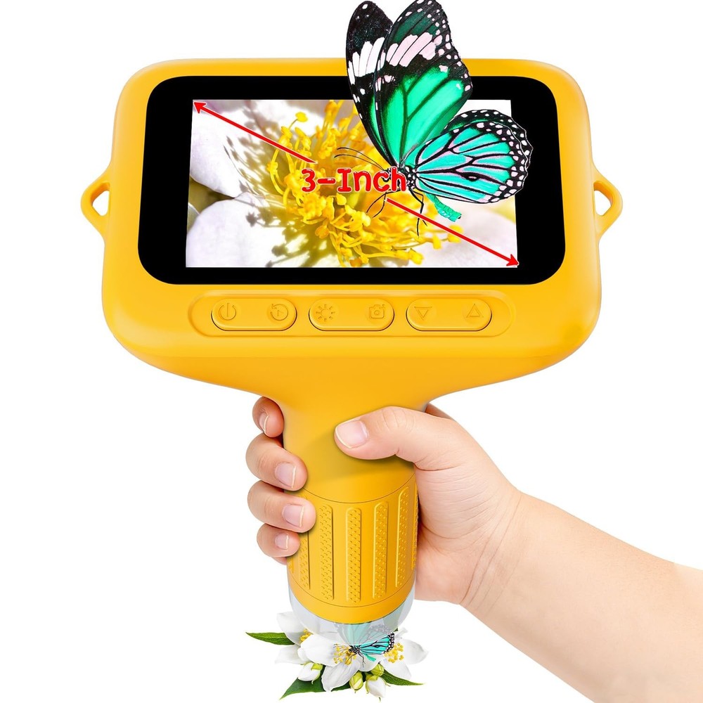 Digital Microscope for Kids, 3" Screen 1000X Handheld Microscope HD Pocket Po...