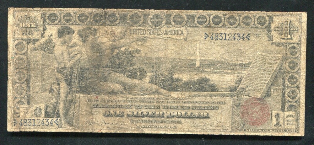 FR. 225 1896 $1 ONE DOLLAR “EDUCATIONAL” SILVER CERTIFICATE CURRENCY NOTE 