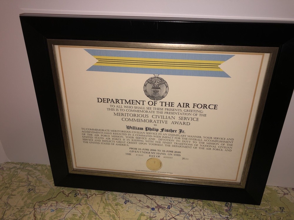 USAF MERITORIOUS CIVILIAN SERVICE COMMEMORATIVE AWARD CERTIFICATE Type-1