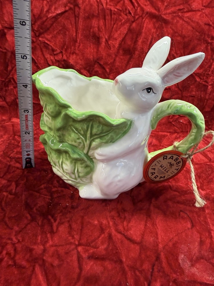 Arlington Designs Easter Bunny Rabbit Cabbage Ceramic Sugar Bowl /creamer New