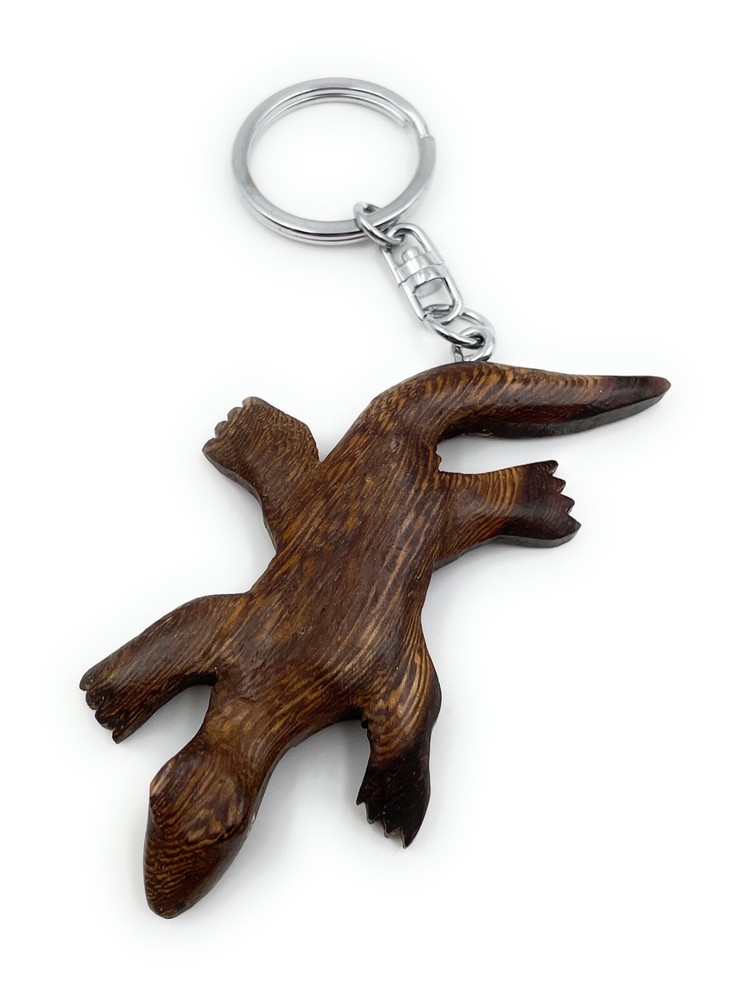 Wooden Reptilian Lizard Keychain In Gift Box