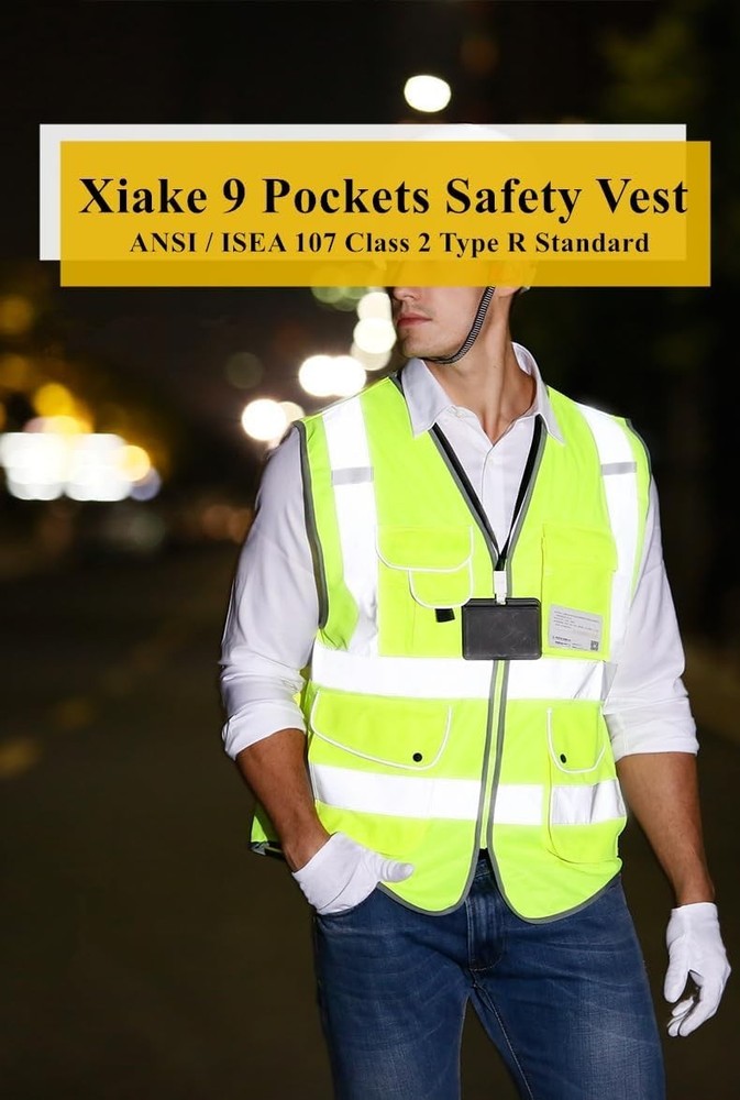 High Visibility Class 2 Safety Vest - 9 Multi-Function Pockets for Professionals