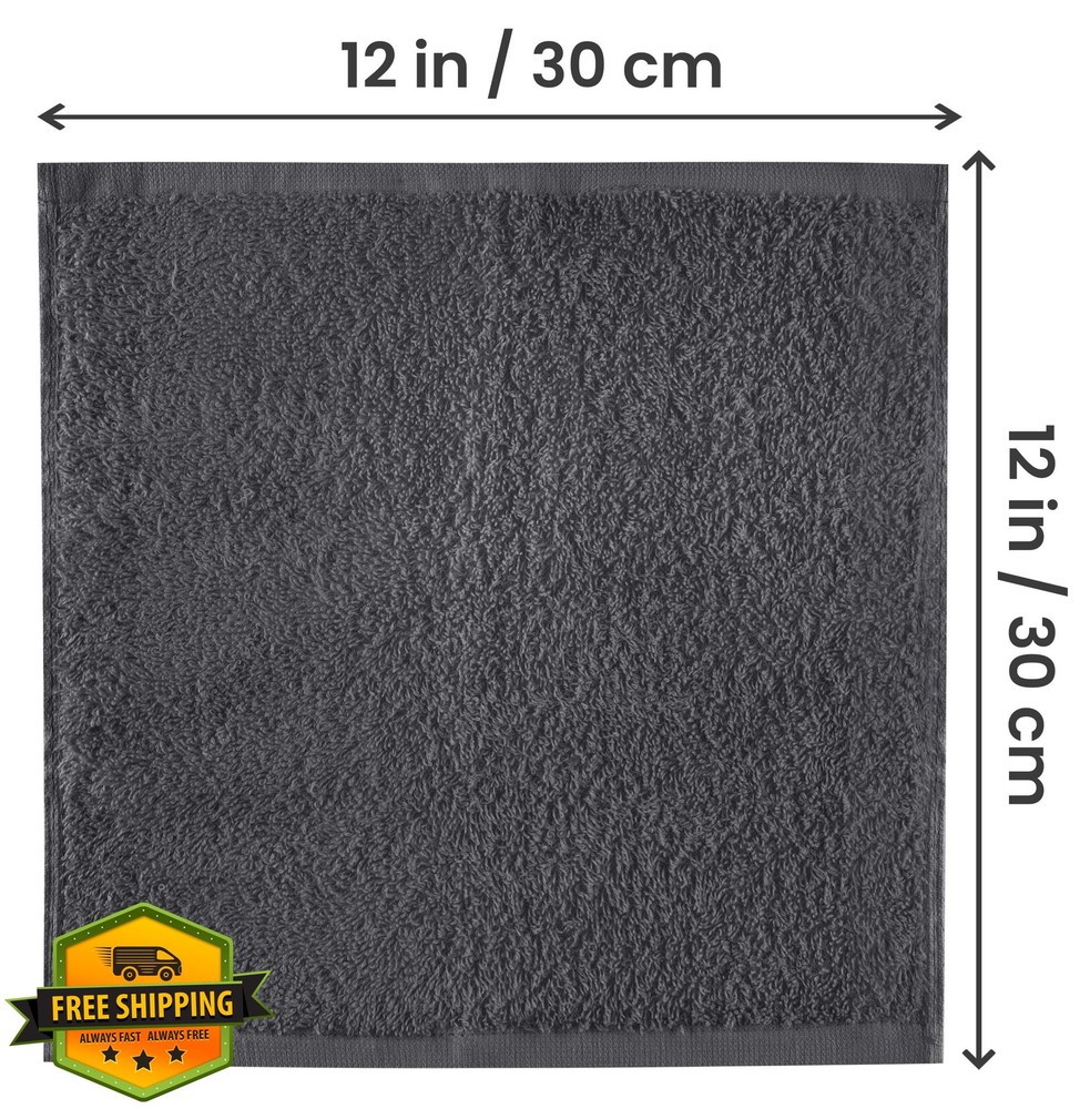 Utopia Towels 24 Pack Cotton Washcloths Fingertip Grey Soft