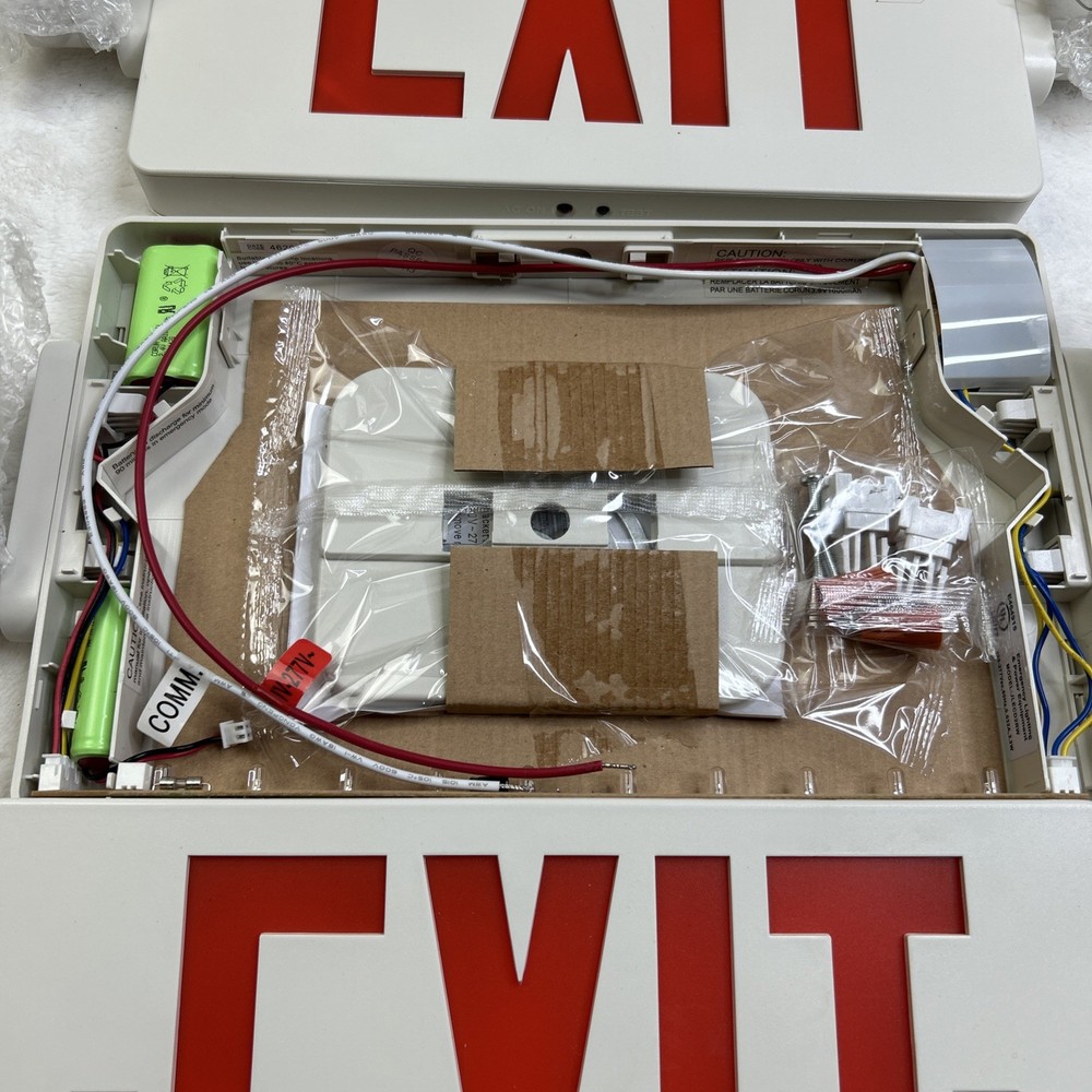 2 Pack LED Exit Sign Emergency Combo Light with Adjustable Two Head Battery UL