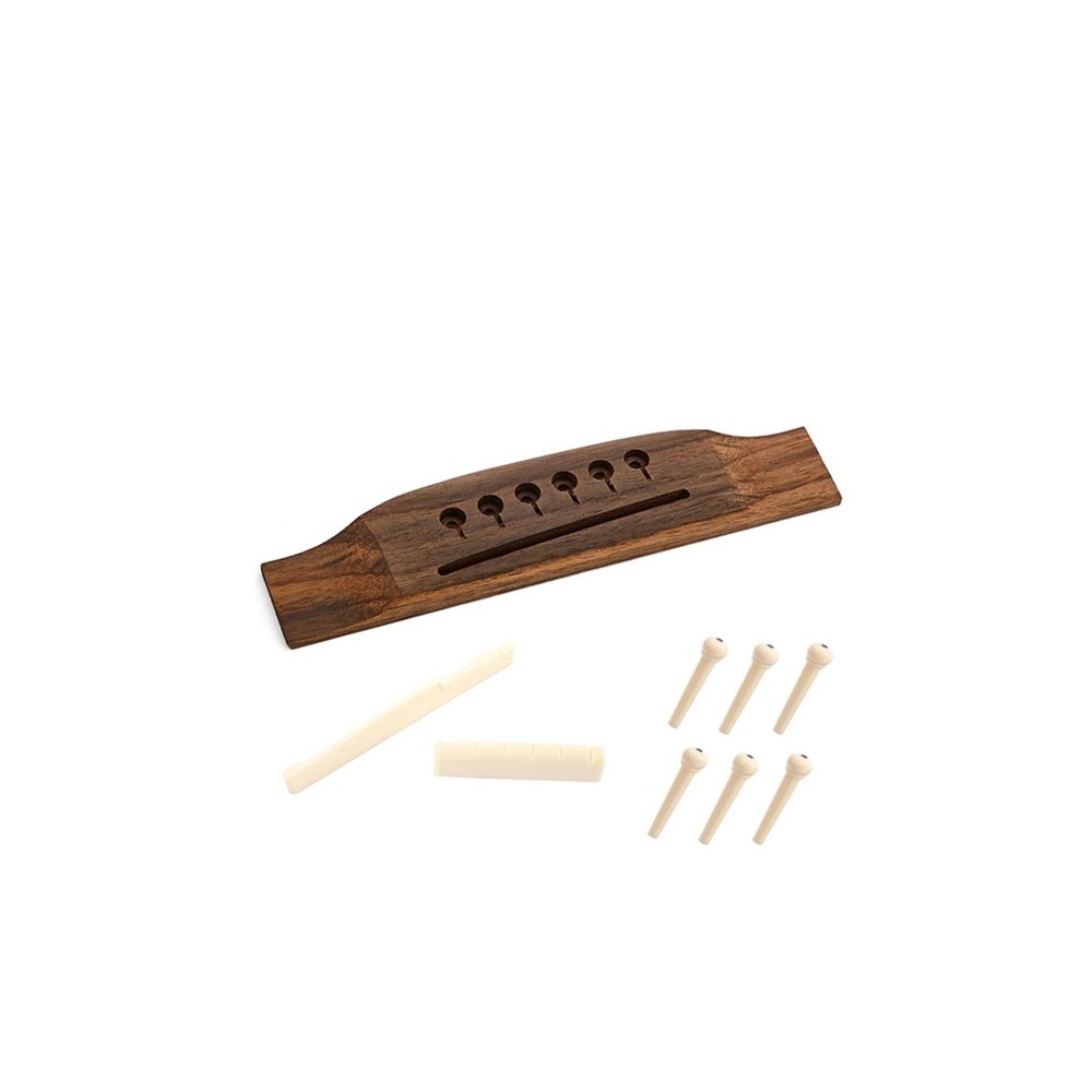 6 String Rosewood Acoustic Guitar Bridge Saddle Nut End Pins Pearl Shell Dot