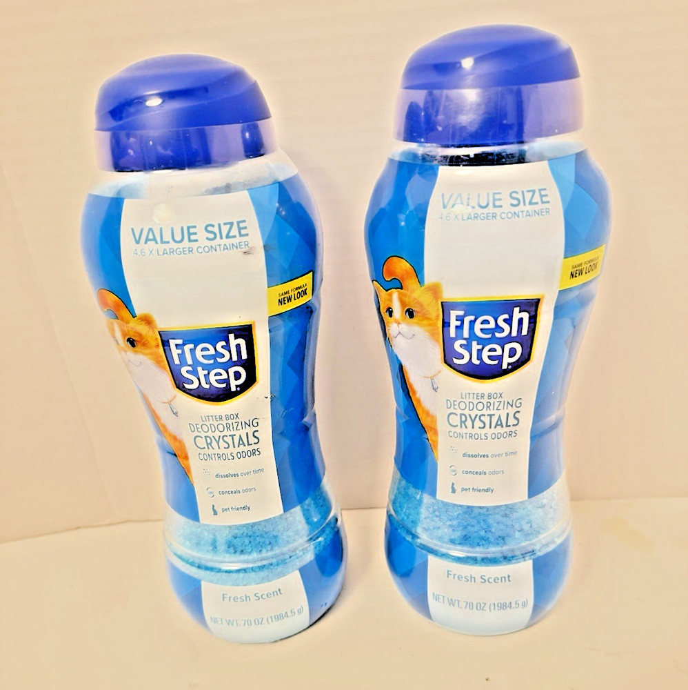 2x Fresh Step Deodorizing Litter Crystals Fresh Scent Cat Odor Control 70oz Ea.