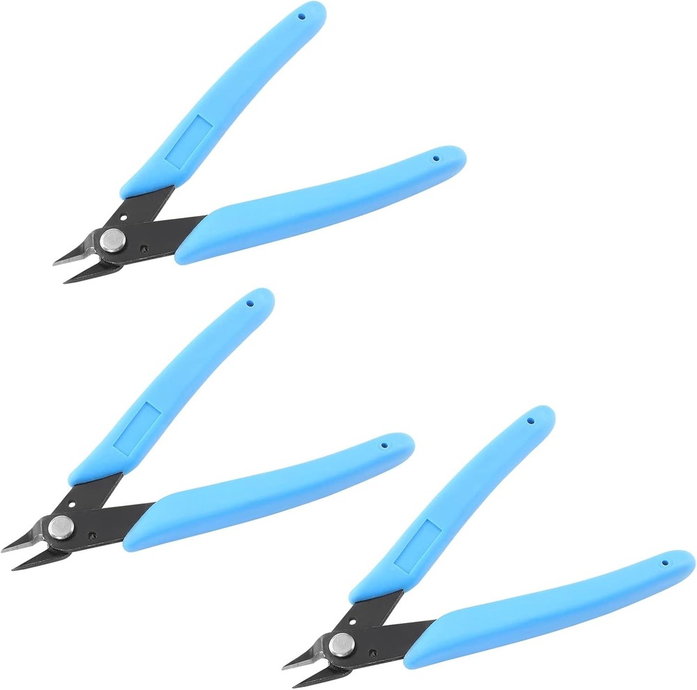 Bivethoi 3pcs Micro Wire Cutters Flush Cut Snips, Small Diagonal Light Blue