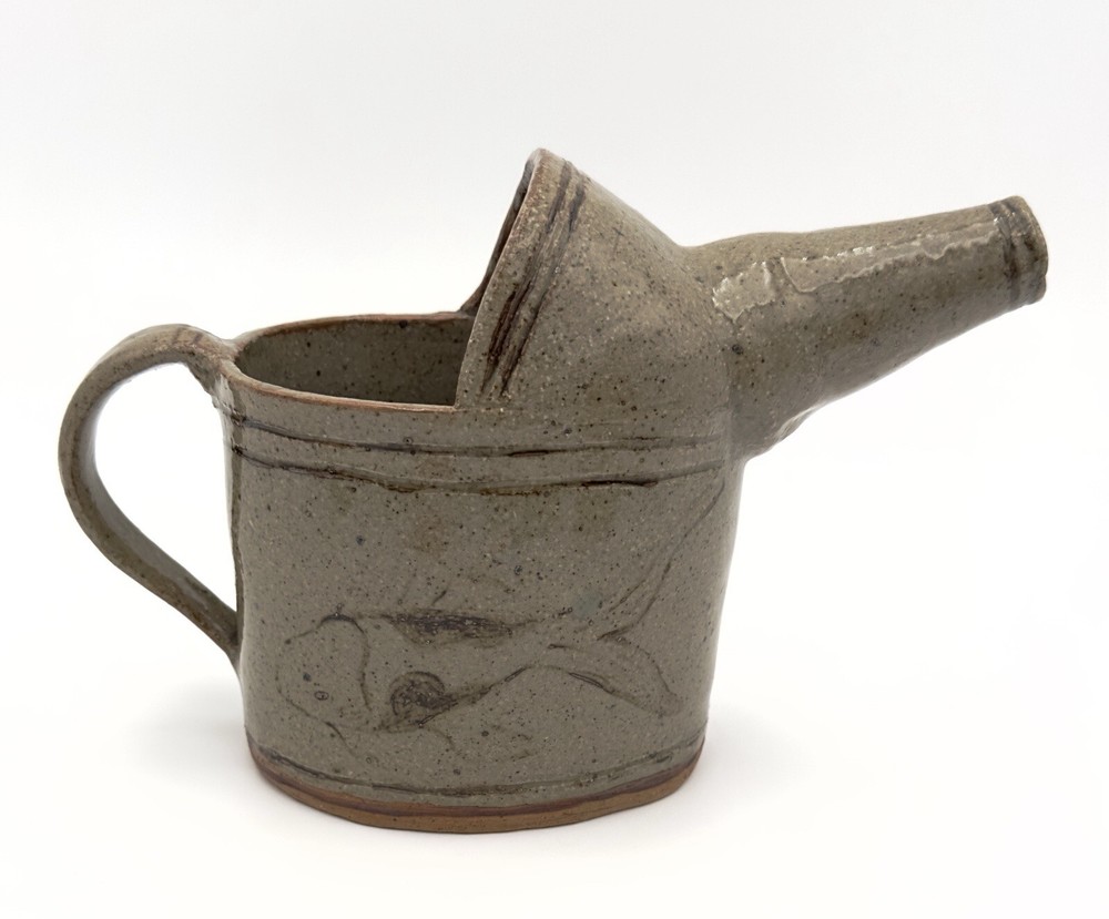 STUDIO ART POTTERY WATERING CAN COLLEEN LAPPE ARTIST CERAMIC EARTHENWARE FISH