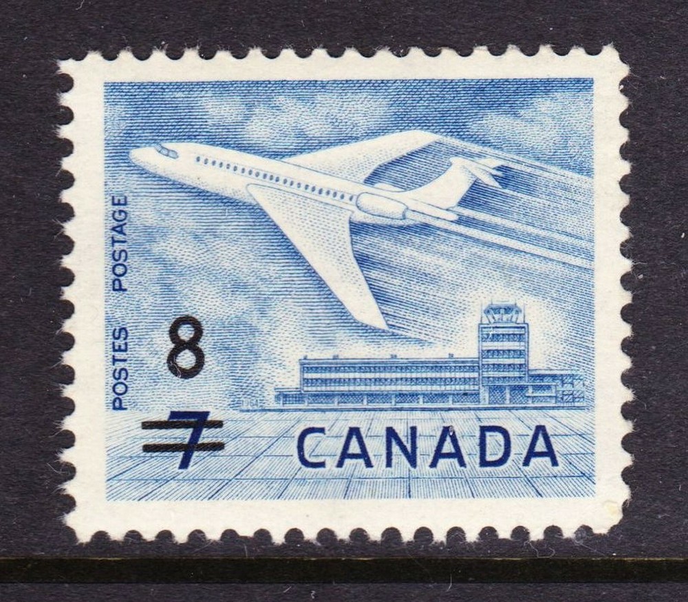 CANADA NO 430, 8 CENT OVER 7 CENT JET PLANE,   MINT NH