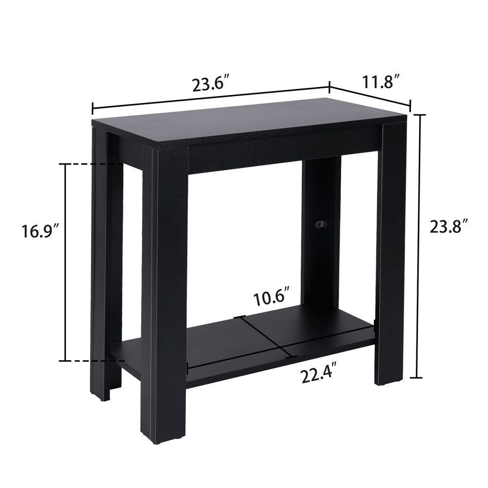 Black Thicken Wood Side Table Bedside Sofa End Table Living Room Display Table
