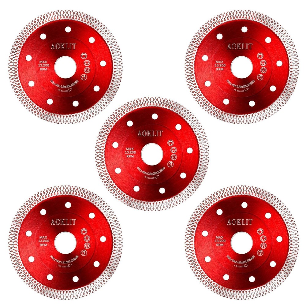 4.5" Super Thin Diamond Saw Blades 5-Pack, Tile/Ceramic/Granite Cutting Discs