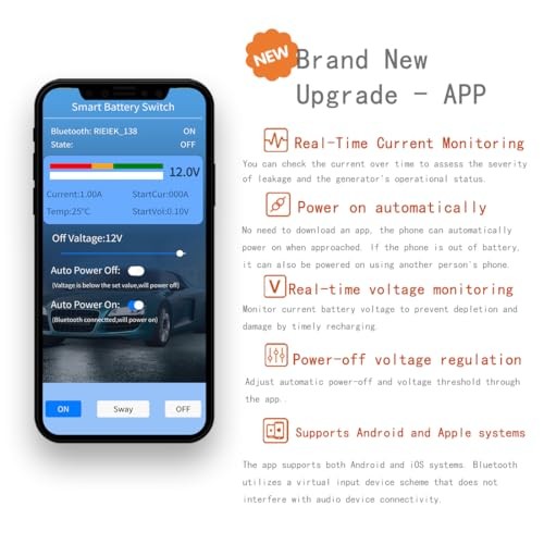 Car Battery Disconnect Switch with Mobile Control, 500A mobile control