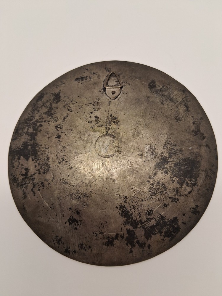 VINTAGE BRASS/CLOISONNE PLATE, MIDDLE EASTERN, DESIGN OUTLINED.