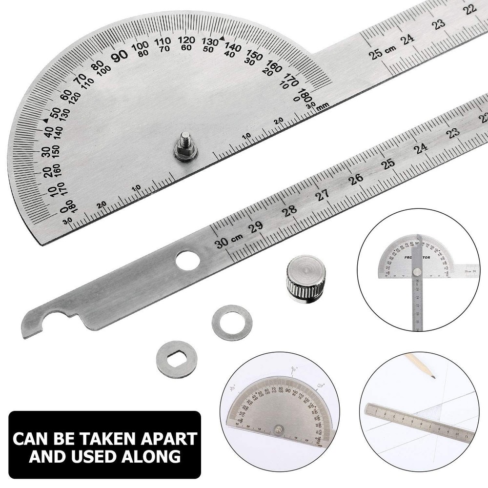 Versatile 2-in-1 Adjustable Angle Protractor & Ruler - Accurate Measurements