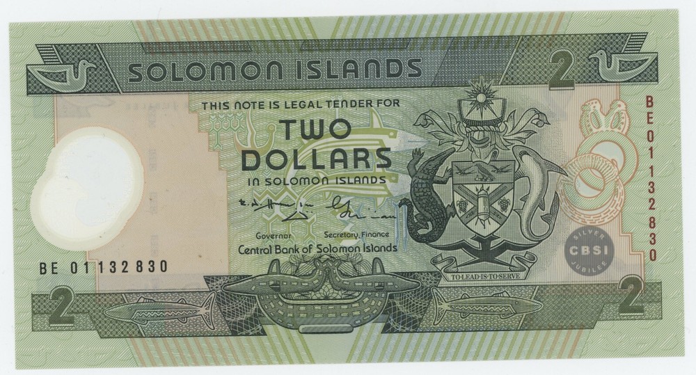 Solomon Islands 2 Dollars ND 2001 Pick 23 UNC Uncirculated Banknote Polymer BE