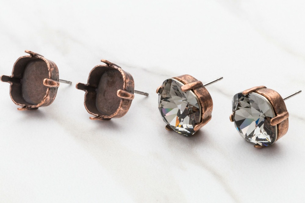 12mm Square | Classic Stud DIY Earring Bases | (EE 13)