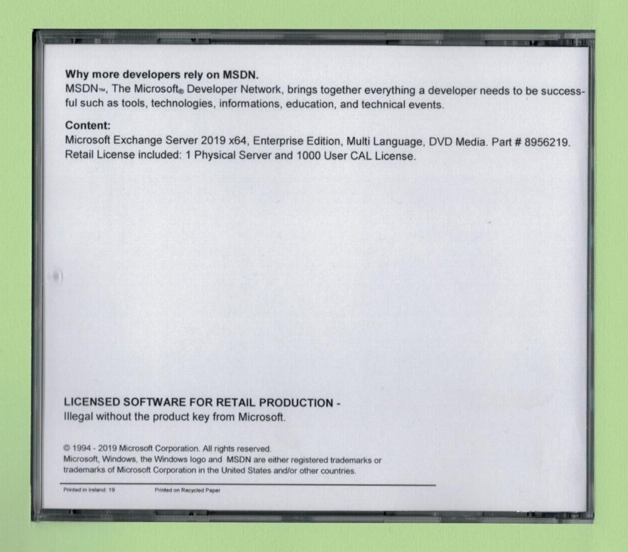 Microsoft Exchange Server 2019 Enterprise w 1000 CALs Important Read Description