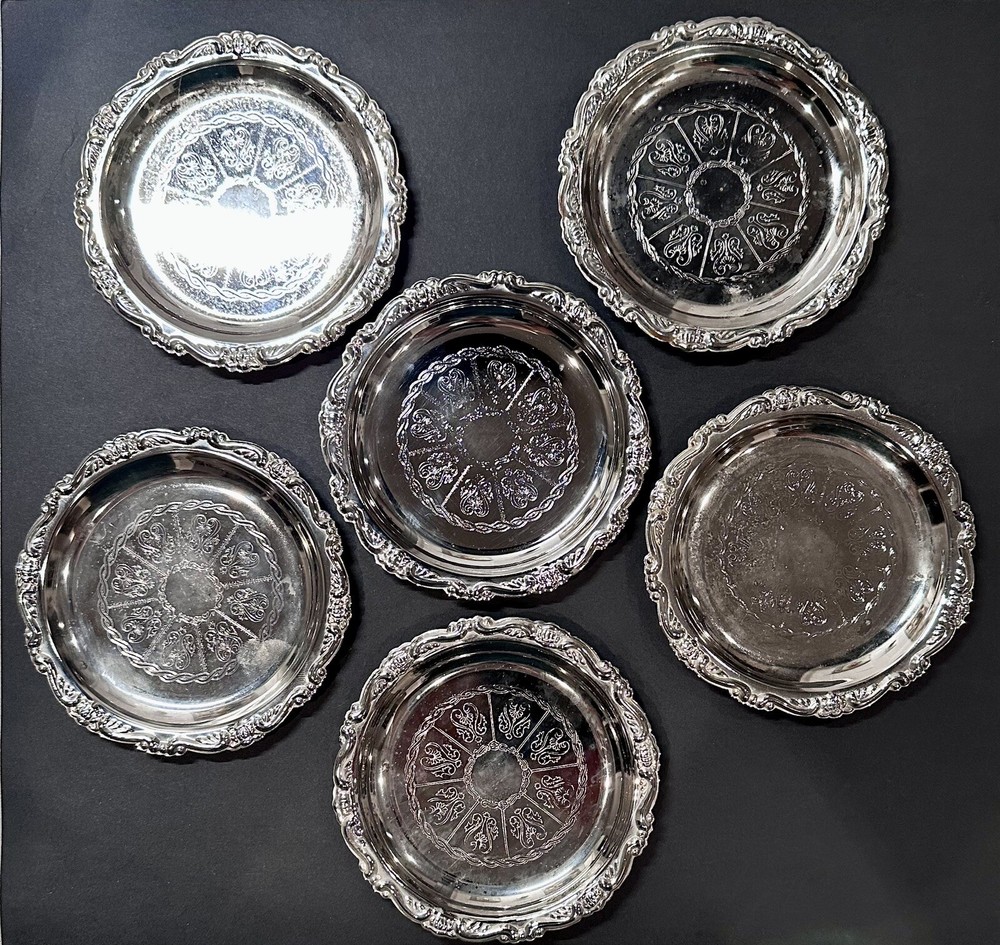 Silver Plated Bowl By Poole Silver And 6 Silver Plated Coasters.
