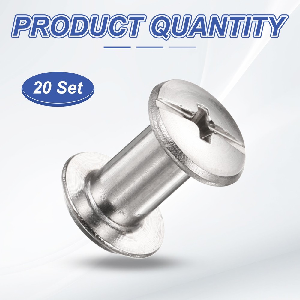 20set Phillips Chicago Screw M4x10mm Binding Post Screw, Silver
