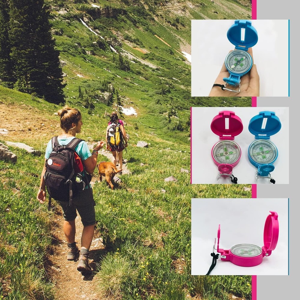 2-Pack Lensatic Compasses Hiking Backpacking Orienteering Compass Navigation ...