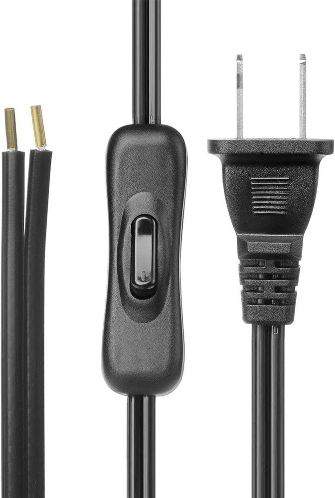 Lamp Cord with Button Switch, 18 AWG SPT-2, Stripped Ends, 6FT