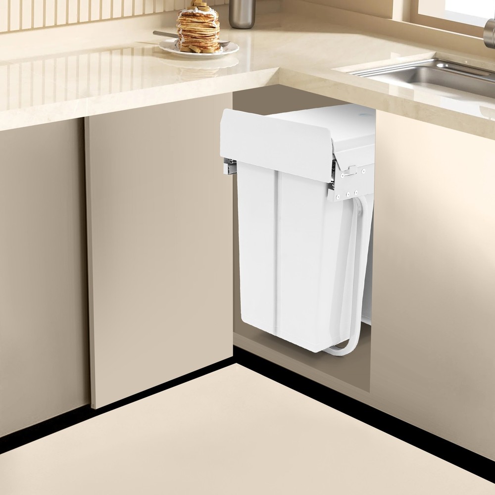 Pull Out Under Cabinet Trash Can 10L+20L Cabinet Garbage Can Ordinary Rail
