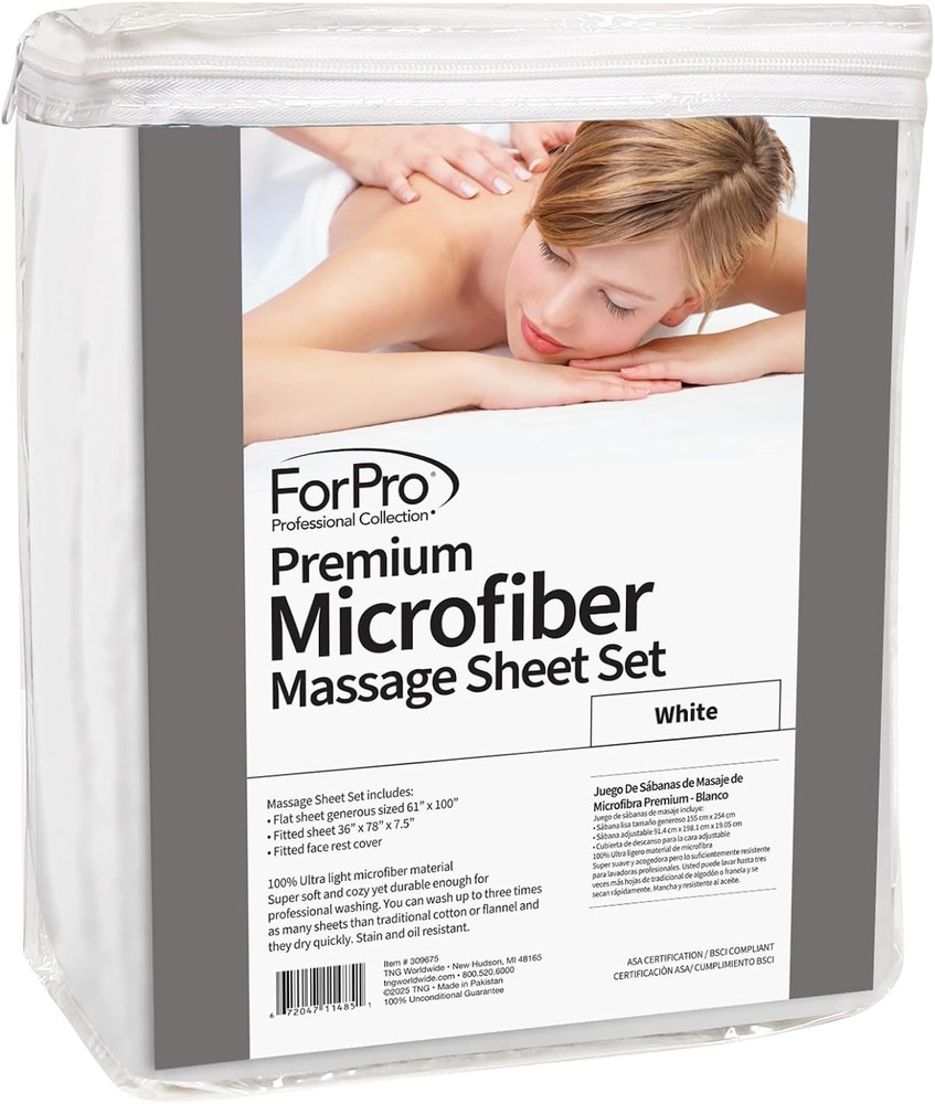 Luxury White Microfiber 3-Piece Massage Sheet Set - Stain & Wrinkle Resistant