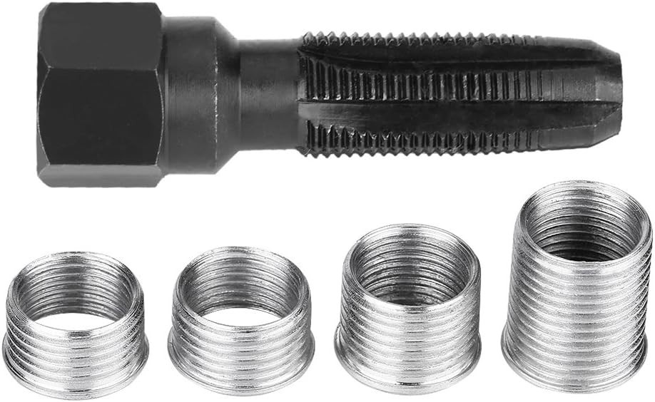 Spark Plug Thread Repair Kit, 5Pcs Carbon Steel Spark Plug Re-thread Tap Tool...