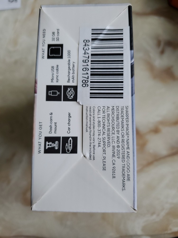 NIB Sharper Image Dashboard Camera Wide Angle 360 Night Vision Windshield Mount