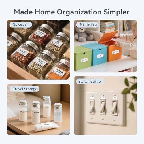 D110 Upgraded Version Mini Label Maker Machine with 3 Tapes, Portable