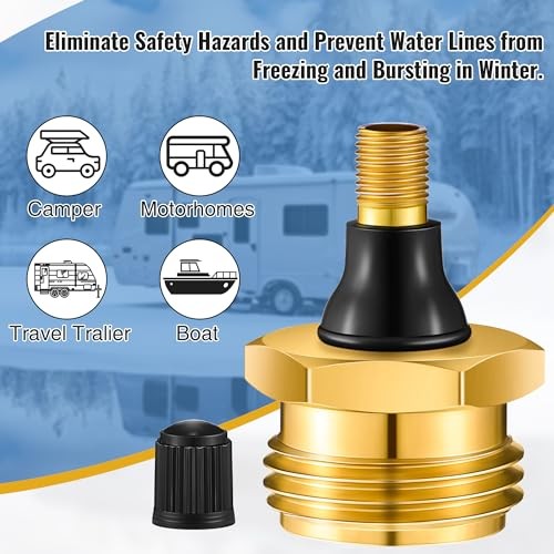 2 Pack Brass RV Blow Out Plug, Heavy Duty Winterization Tool Compatible with