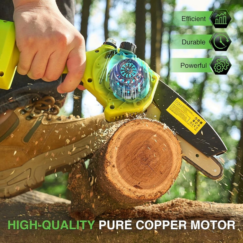 6-Inch Mini Cordless Chainsaw | 2x Rechargeable Batteries + Automatic Lube
