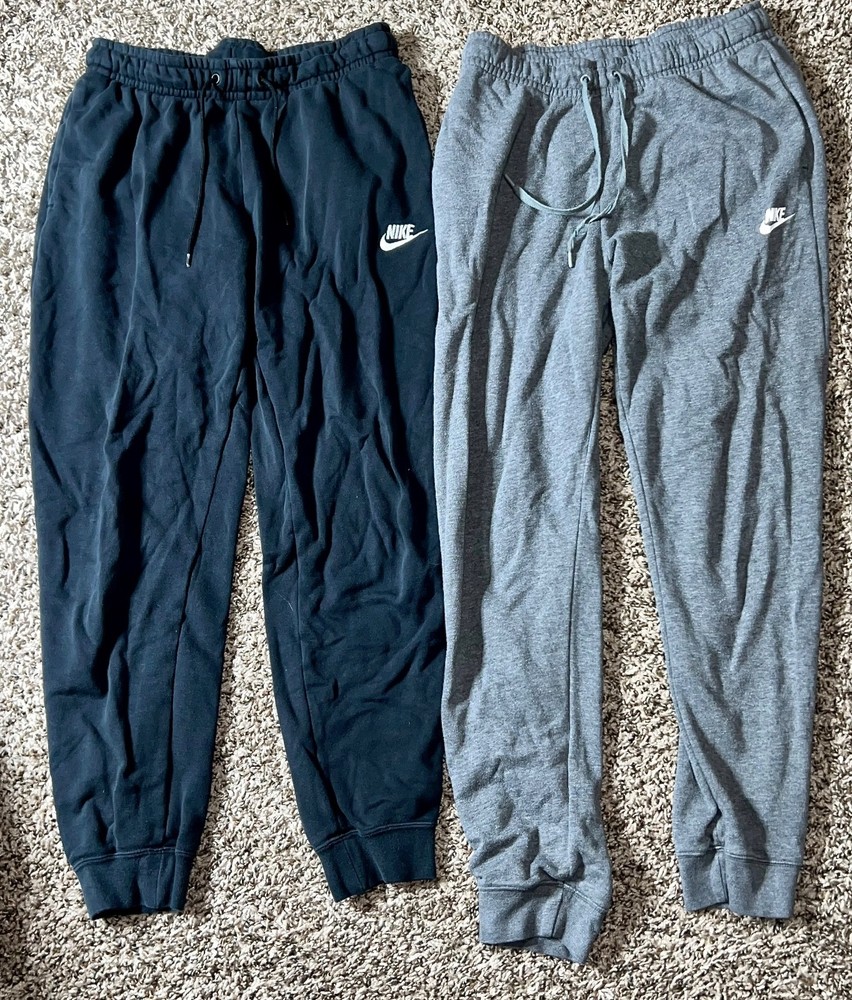 Pair Nike Joggers Sweatpants Pants Small Black Gray Drawstring Pockets size S